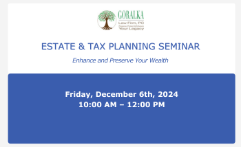 Estate & Tax Planning Seminar taking place Friday, December 6th.